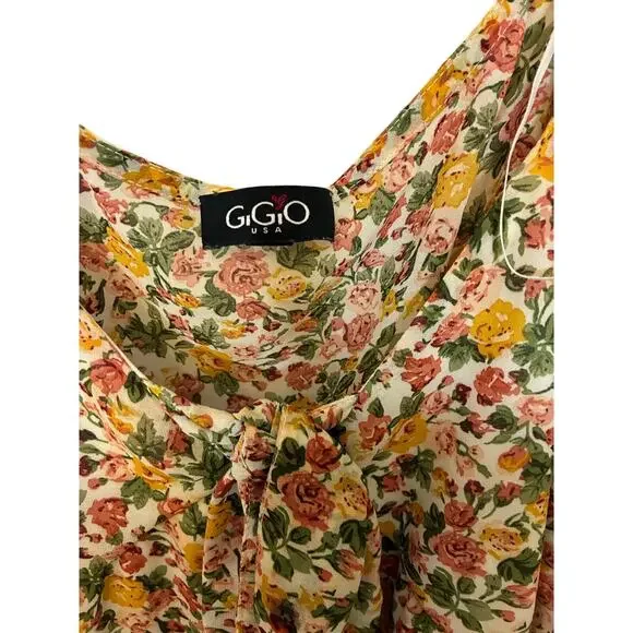 Gigio Women's Fit Flare Getaway Island Mini Dress Ruffle Prairie Cottagecore L - Picture 2 of 5